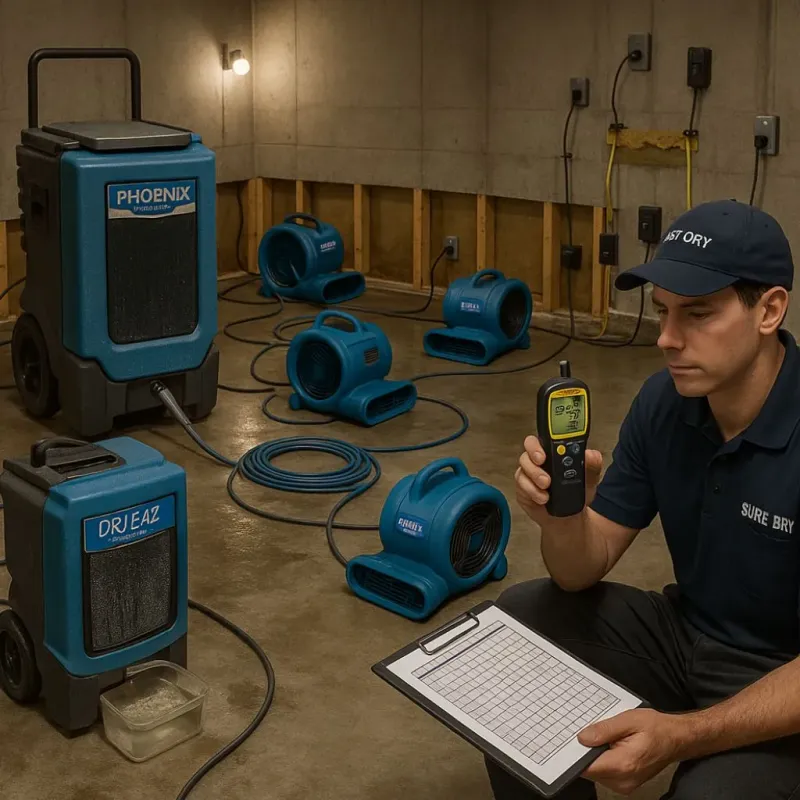 Structural Drying and Dehumidification process in Moraga, CA